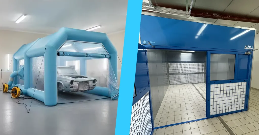 Cabine de peinture gonflable vs cabine de peinture fixe comparatif