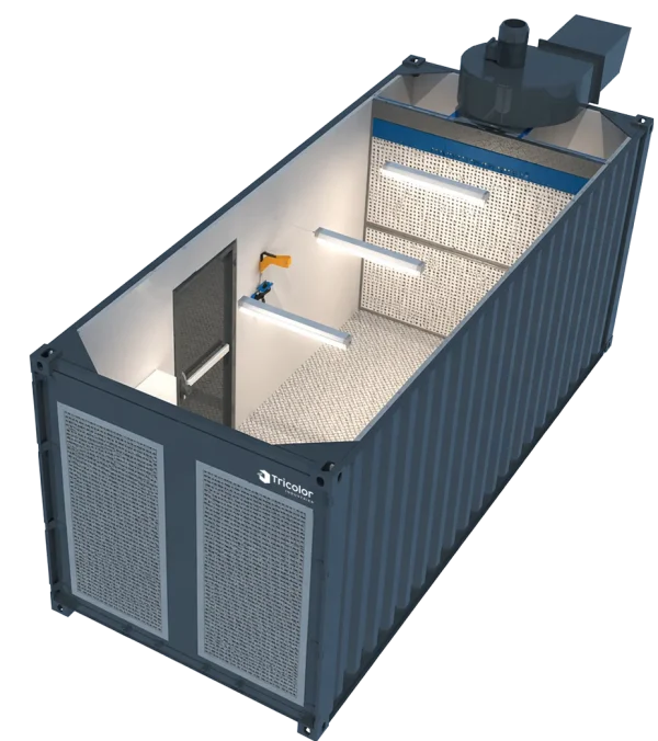 container de peinture atex avec éclairage LED