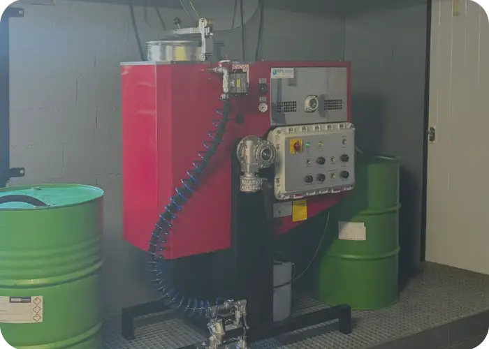 Étude de cas : fontaine à solvants chez un client qui fabrique des portes de garages/ Economies réalisées.